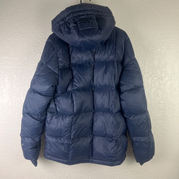 Abercrombie Fitch Women’s Duck Down Puff Jacket Sz M Hoodies 2 Way Zip Navy Blue - Picture 7 of 12